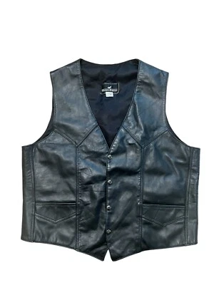 Chaleco de Cuero Western Express Negro XXL Botones a Presión Vaquero Motociclista Ropa Occidental Foto 1 de 4