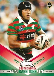 ✺New✺ 2010 SOUTH SYDNEY RABBITOHS NRL Card ROY ASOTASI Daily Telegraph