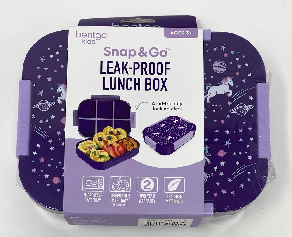 Bentgo Kids Purple Space Unicorn Snap & Go Leak-Proof Lunch Box | Brand