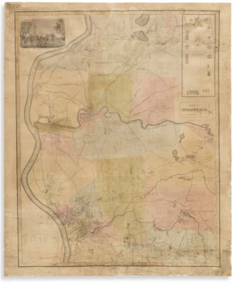 Scarce Antique 1835 'Plan of SPRINGFIELD' Massachusetts MAP by George Colton - Image 1 of 4
