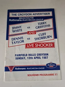 OFFICIAL PROGRAMME- JIMMY WHITE V GRIFFITHS, TAYLOR V THORBURN- CROYDON 1987 - Picture 1 of 1
