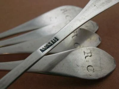 5 cucharas de plata monedas tempranas WILLIAM WAYBACK lectura PA c1785-1838 Foto 1 de 4