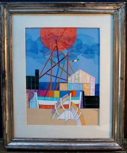 GIANCARLO ISOLA TECNICA MISTA  SU TELA CON CORNICE- PAESAGGIO - Picture 1 of 5