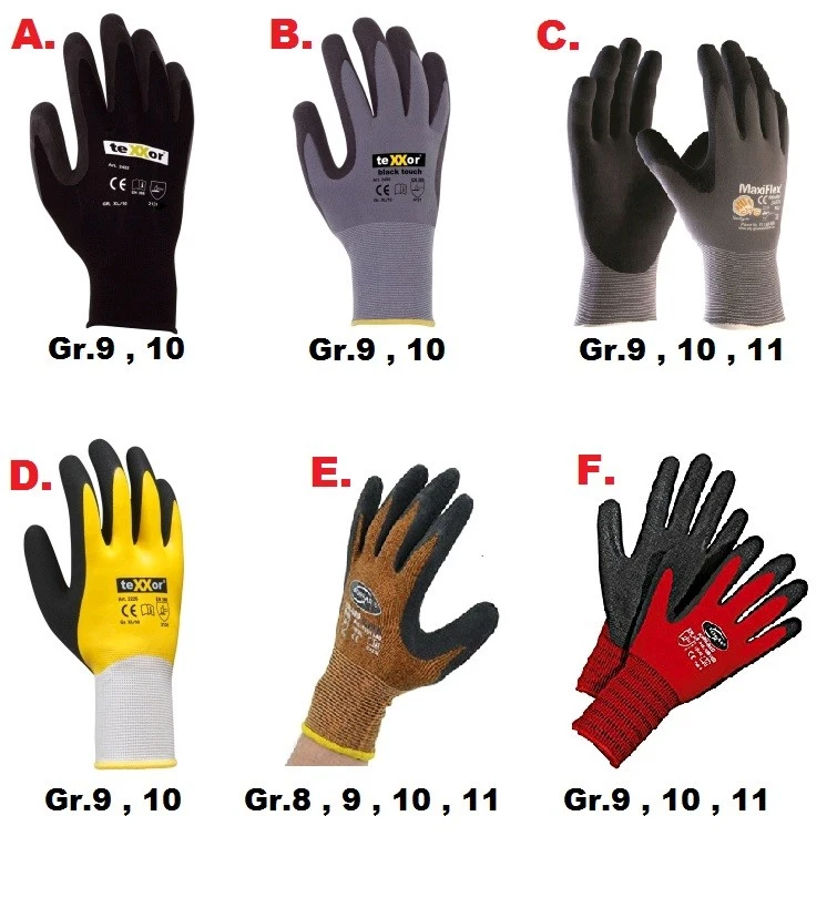 TEXXOR , KORSAR Qualitäts Montagehandschuh , Kori Grip / Red , Black Touch , Latex Gr. 8,9,10,11