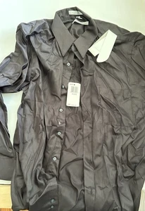 Geoffrey Beene Herren 16 32/33 L braun Anzughemd Satin neu mit Etikett $ 39 - Bild 1 von 4