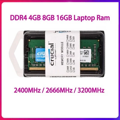 4GB 8GB 16GB Crucial DDR4 2400 2666 3200 MHz SO-DIMM Laptop Memory 1.2V 260-Pin - Image 1 of 4