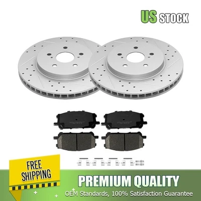 Front Drilled Rotors Ceramic Brake Pads for Lexus RX330 RX350 Toyota Highlander - Image 1 of 4