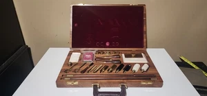 Vintage Wooden Gun Cleaning Kit Case Brass Fittings 19 x11. x 2 Organizer Set - Picture 1 of 12