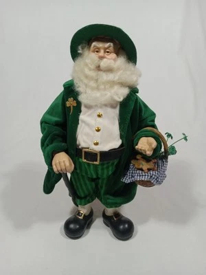 Trébol irlandés vintage del día de San Patricio de Papá Noel irlandés con bastón y cesta Foto 1 de 4