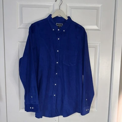 Club Room Corduroy Shirt Mens XL Button Down Long Sleeve Casual Top Navy Blue - Image 1 of 4