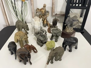 SET OF 14  Vintage  Miniature  ELEPHANT Figurines - Picture 1 of 17