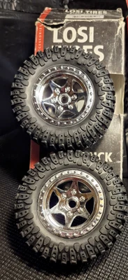 Very Rare NOS Team Losi Desert Truck 1/10 Tire and Wheel Front (2) LOSA # 17679B - Image 1 of 4