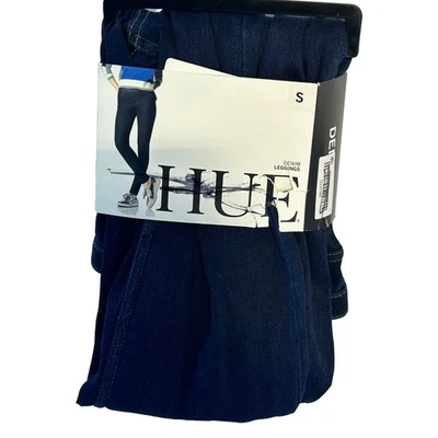 Leggings de mezclilla HUE lavado oscuro pierna ajustada cómodos cintura elástica talla S Foto 1 de 4