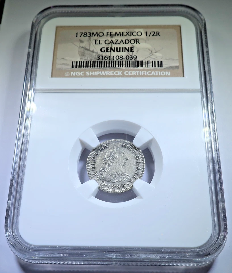 NGC 1783 El Cazador Shipwreck Mexico 1/2 Reales 1700's Old Spanish Pirate Coin - Image 1 of 2