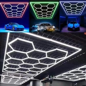 14X Hexagon LED Lampe Röhren Werkstatt Garage Wand Decken Leuchte Beleuchtung DH - Bild 1 von 24
