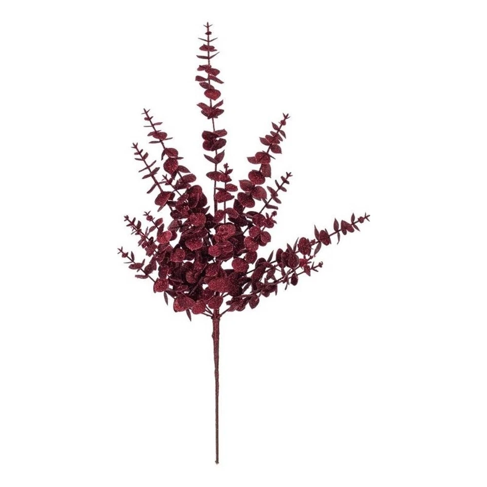 Spray Brillo Eucalipto Artificial Borgoña 28" Vickerman. 2 por bolsa. Foto 1 de 1