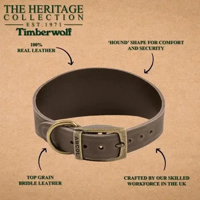 Ancol The Heritage Collection Timberwolf Whippet Leather Collar - Image 1 of 3
