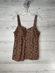 Shade & Shore Tankini Badeoberteil Damen Plus 1X braun Leopardenmuster verstellbar - Bild 1 von 8