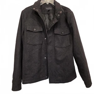 Banana Republic Dark Charcoal Wool Blend Military Style Men's Small Coat - Picture 1 of 8