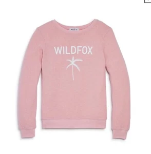 $64 WILDFOX kid's Girl palm tree Pink sweatshirt size XL (14-16 ) NWOT - Picture 1 of 5