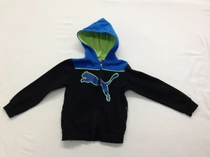 Puma Boys (6) Long Sleeve Cotton Dark Blue /Light Blue Cat Logo Hoodie - Picture 1 of 3