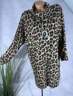 NEU Strick KLEID Tunika loose fit Italy LEO Muster Angora Wolle BRAUN 40 42 44 - Bild 1 von 4