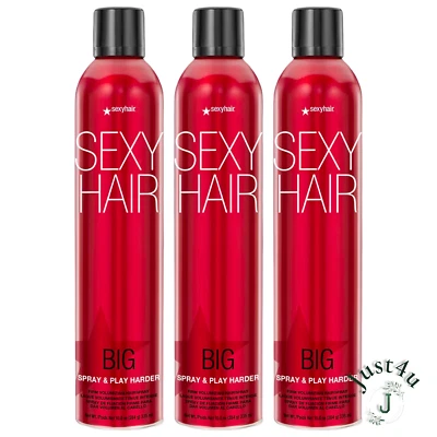 Лак для волос Sexy Hair Big Spray and Play Harder твердый объемный, 10 унций (3 упаковки) - Изображение 1 из 2