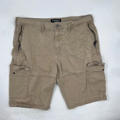 Шорты грузовые мужские Express класса Fit размер 32 бежевые желтовато-коричневые универсальные с карманами для улицы - Изображение 1 из 4