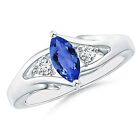 100% Natural Blue Tanzanite 1.60Ct IGI Certified Diamond Ring In 14KT White Gold