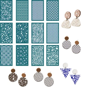 Reusable Silk Screen Stencils Mesh Transfer DIY Printing Clay Earrings Jewelry - Picture 1 of 18