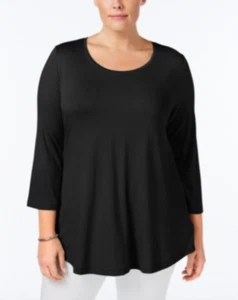 Jm Collection Plus Size 3/4-Sleeve Top-Black-3x - Picture 1 of 5
