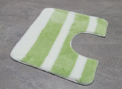 Bella Farn Grün/ Weiss WC-Vorleger mit Ausschnitt 55x50cm. Florhöhe: 20mm - Bild 1 von 4