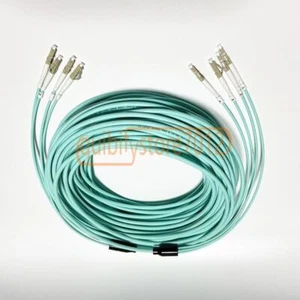 50m LC-LC MM 4 Strand Armored 10G OM3 Fiber Cable Fiber Optic Jumper Patch Cord - Afbeelding 1 van 8