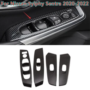 Cubierta del panel de interruptor de ventana de fibra de carbono para Nissan Sylphy Sentra 2020-2022 - Imagen 1 de 2