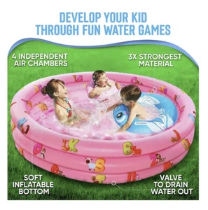 RICOCO Three Ring Pool Inflatable Kid Pink Swimming Pool - Picture 1 of 4