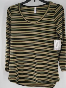LulaRoe Women’s LYNNAE Long Sleeve Top Shirt Size L Scoop Neck Green/Black NWTs - Picture 1 of 4