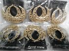 (lot #03) Wholesale Lot Of 12 Large Pair Of Vintage Gold Tone Filagree Earrings