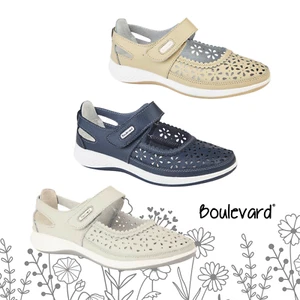 Boulevard Womens Wide Fit Sandals Mary Jane EEE Fit Comfort Shoes Summer Ladies - Picture 1 of 11