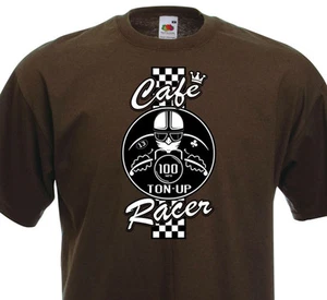 T-Shirt CAFE RACER Racing Motorrad Ton-Up Biker Custom Race Retro BMW Triumph - Bild 1 von 1