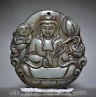 2.2" Old Chinese Buddhism Jade Carved Kwan-yin Guan Yin Tongzi Amulet Pendant