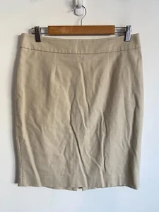 Basque Cotton Skirt Womens Size 12 Beige Pencil Slit Zip Straight Lined Work - Picture 1 of 14