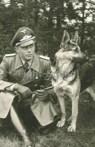 WW2 Picture Photo German Officer With His Dog in war 3310 - Picture 1 of 2