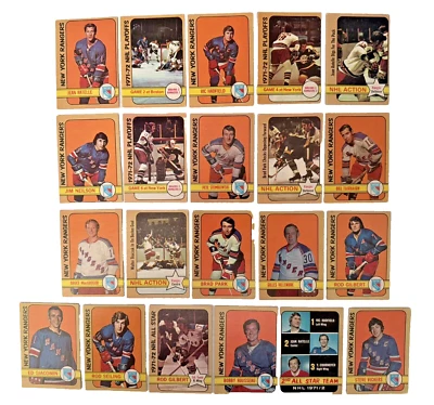 1972-73 O-Pee-Chee (21) NEW YORK RANGERS Vintage Hockey Card Lot B.PARK, GILBERT - Image 1 of 2