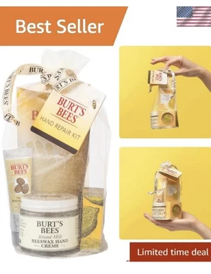 Juego de reparación de manos de 3 unidades con guantes - cremas hidratantes de almendra, karité y limón Foto 1 de 4