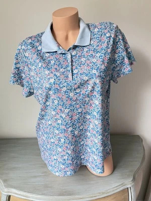 Camiseta polo Land's End para mujer talla XL/P 18 Petite floral manga corta Foto 1 de 4