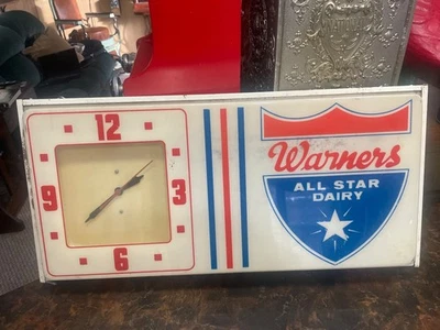 Reloj lácteo All Star vintage, letrero, leche, helado Foto 1 de 4