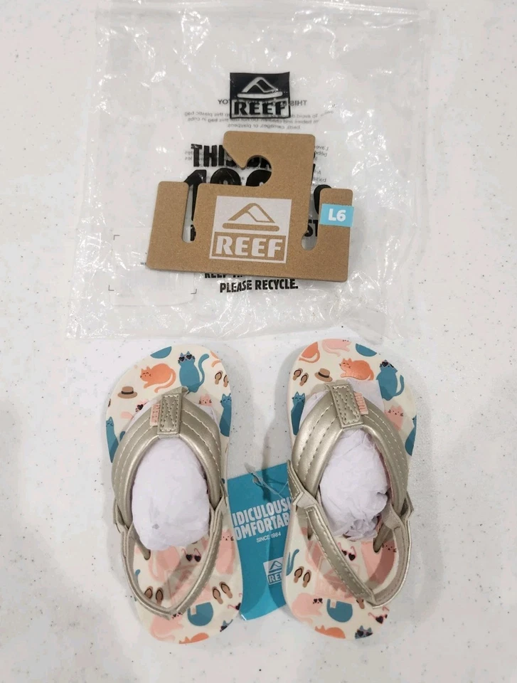 NUEVAS Sandalias de Playa Reef Little Ahi Niños Pequeños Geniales Gatos Correa Trasera Niños Talla 6 Nuevas con Etiquetas Foto 1 de 4