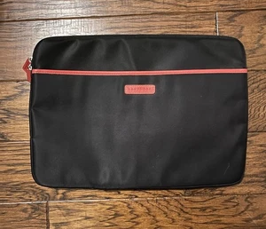 Levenger Padded Laptop Sleeve Black microfiber & Leather Trim - Afbeelding 1 van 2