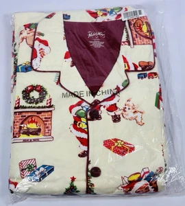 Vintage Nick und Nora Pyjama Set XL Flanell Weihnachtsmann Lieferung Geschenke Heiligabend - Bild 1 von 4