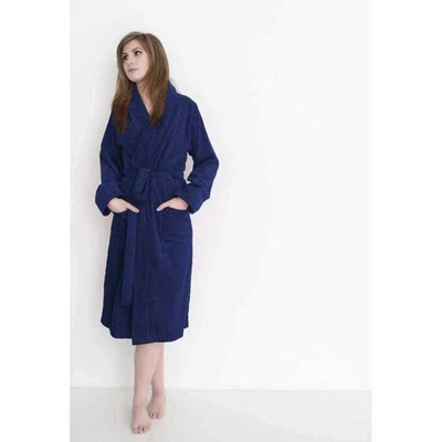 Bademantel Morgenmantel Velours Carré Blau Rot Braun Grau S M L XL 100 Baumwolle - Bild 1 von 2